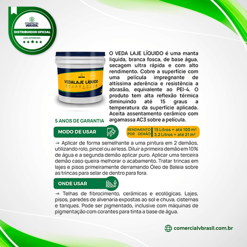 VEDA LAJE LIQUIDO VBRASIL 15L